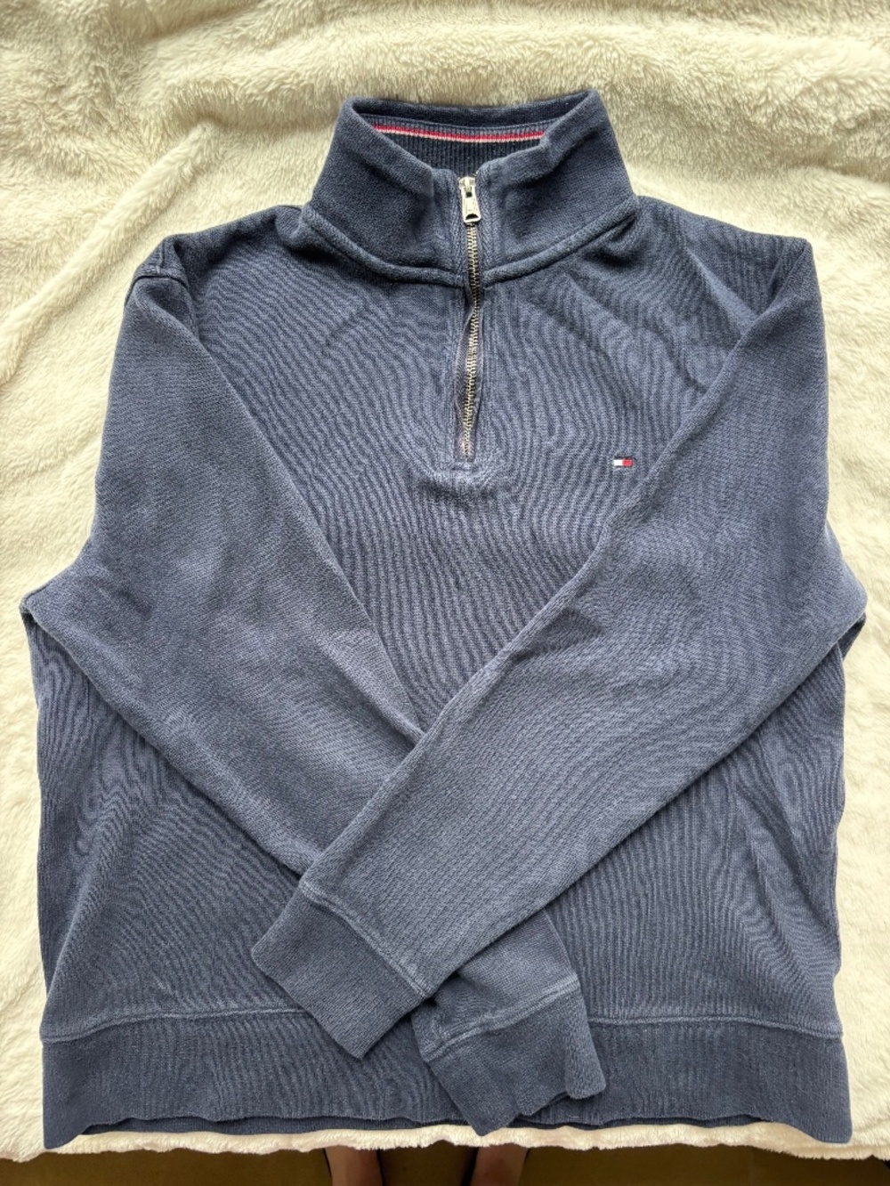 Tommy Hilfiger Navy Blue 1/4 Zip Pullover Sweater - Size Small